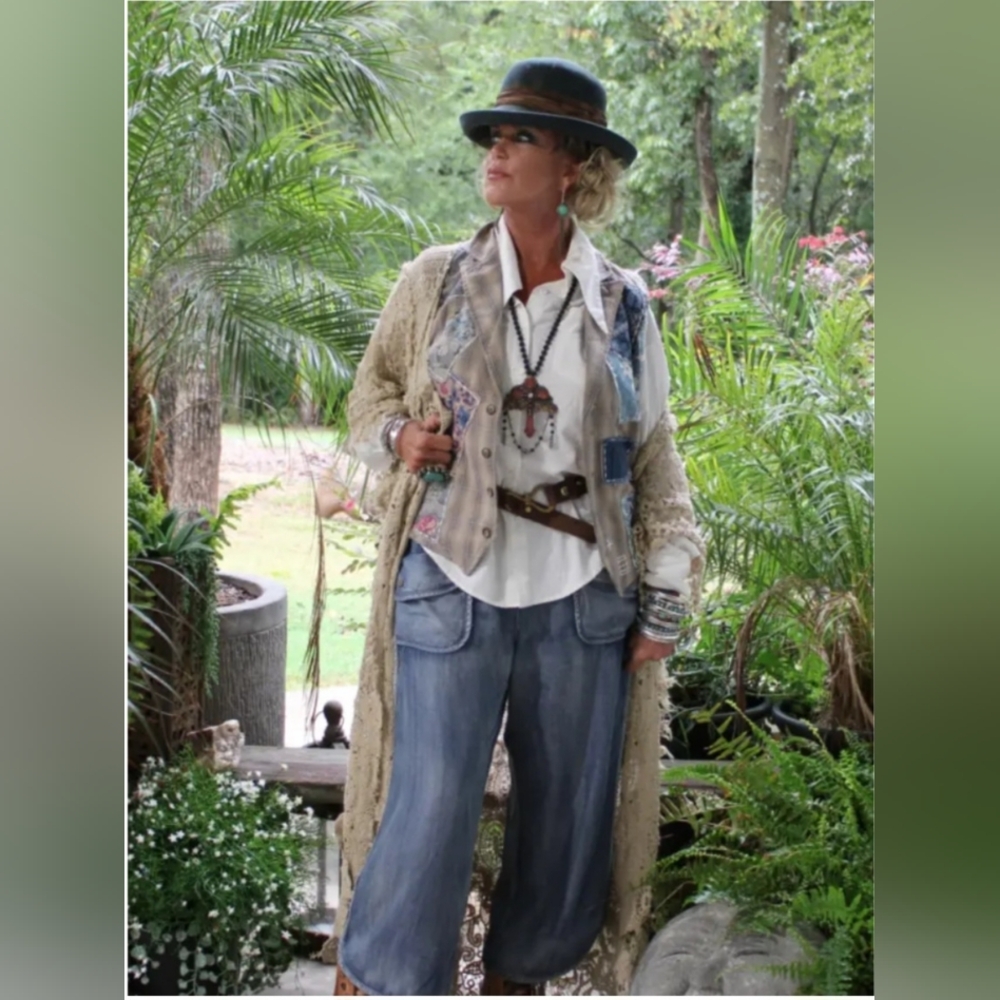 Jaded Gypsy - Meadow Walks Pant Chambray Pants | Size L/XL NWT